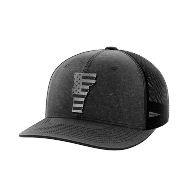 Vermont United Hats Hat Greater Half Heather Black/Black Black Leatherette Vermont